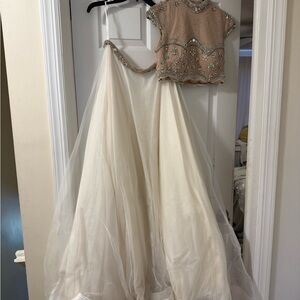 2 piece beaded bodice gown